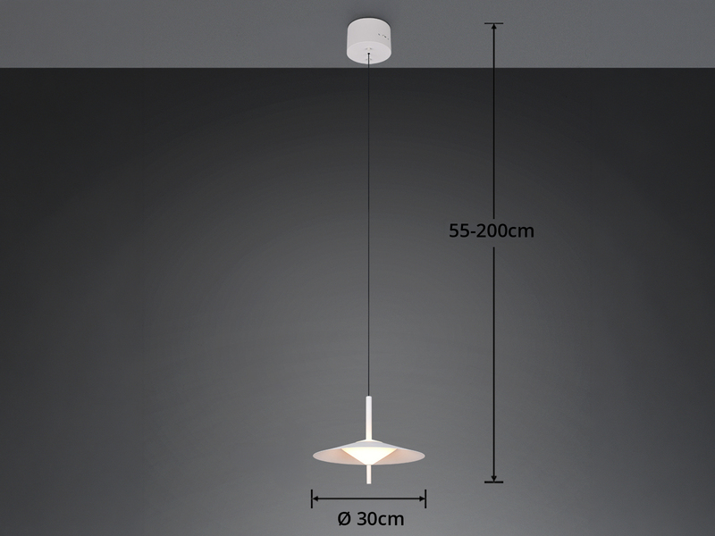 LED Pendelleuchte AMALO höhenverstellbar dimmbar Metall Weiß, Ø 30cm