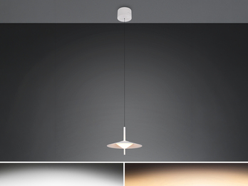 LED Pendelleuchte AMALO höhenverstellbar dimmbar Metall Weiß, Ø 30cm
