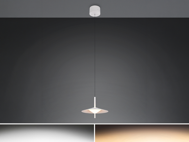 LED Pendelleuchte AMALO höhenverstellbar dimmbar Metall Weiß, Ø 30cm