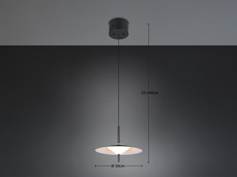 LED Pendelleuchte AMALO höhenverstellbar dimmbar Metall Schwarz, Ø 30cm