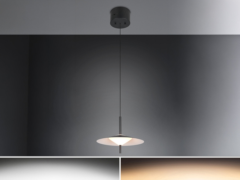 LED Pendelleuchte AMALO höhenverstellbar dimmbar Metall Schwarz, Ø 30cm