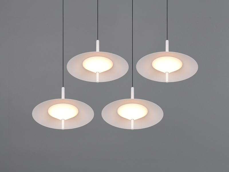 LED Pendelleuchte AMALO höhenverstellbar 4-flammig Weiß Breite 146cm