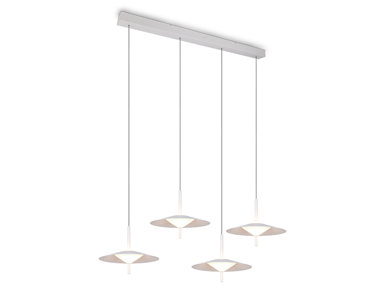 LED Pendelleuchte AMALO höhenverstellbar 4-flammig Weiß Breite 146cm