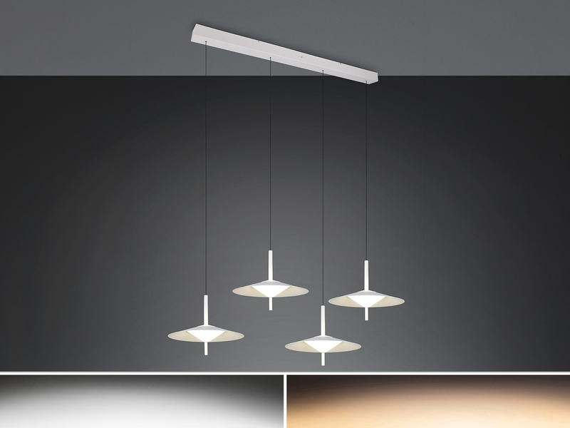 LED Pendelleuchte AMALO höhenverstellbar 4-flammig Weiß Breite 146cm