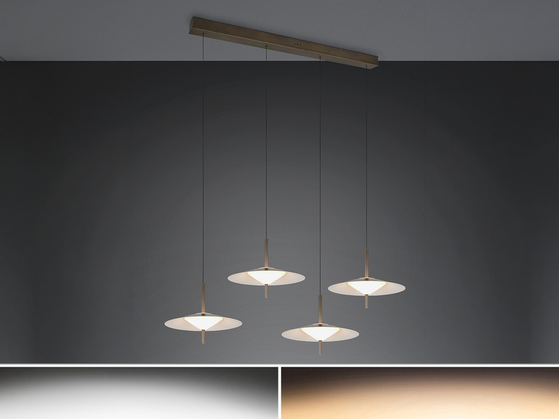 LED Pendelleuchte AMALO höhenverstellbar 4-flammig Platinum Breite 146cm