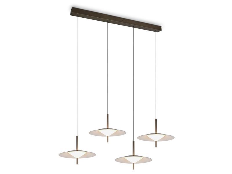 LED Pendelleuchte AMALO höhenverstellbar 4-flammig Platinum Breite 146cm
