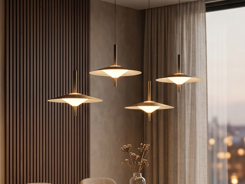 LED Pendelleuchte AMALO höhenverstellbar 4-flammig Platinum Breite 146cm