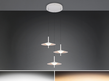 LED Pendelleuchte AMALO höhenverstellbar Weiß Cluster 3-flammig Ø 67cm LED Pendelleuchte AMALO höhenverstellbar Weiß Cluster 3-flammig Ø 67cm