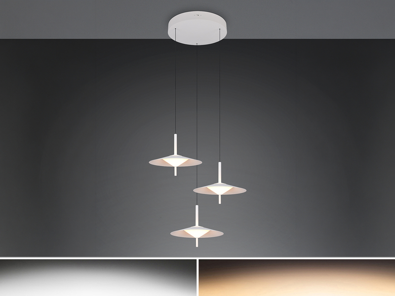 LED Pendelleuchte AMALO höhenverstellbar Weiß Cluster 3-flammig Ø 67cm