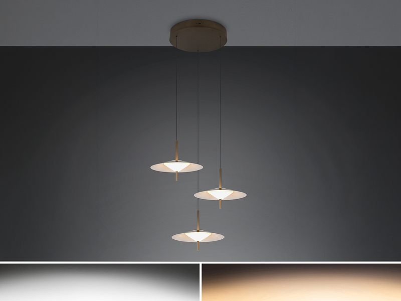 LED Pendelleuchte AMALO höhenverstellbar Platinum Cluster 3-flammig Ø 67cm