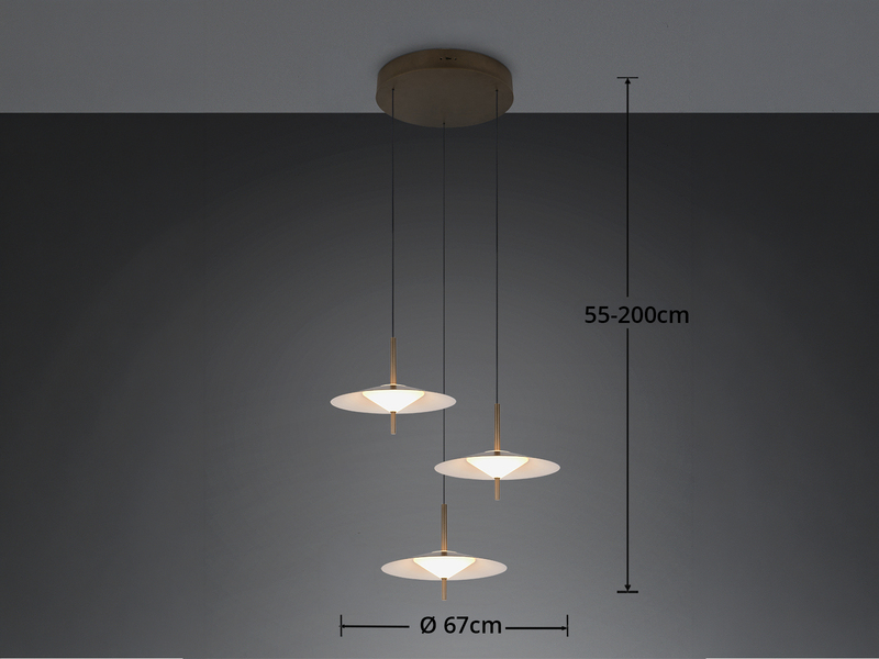 LED Pendelleuchte AMALO höhenverstellbar Platinum Cluster 3-flammig Ø 67cm