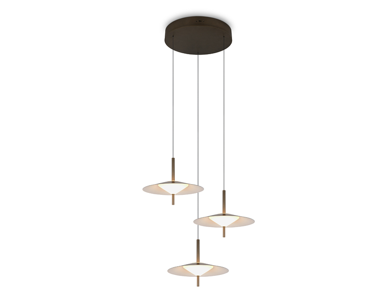 LED Pendelleuchte AMALO höhenverstellbar Platinum Cluster 3-flammig Ø 67cm