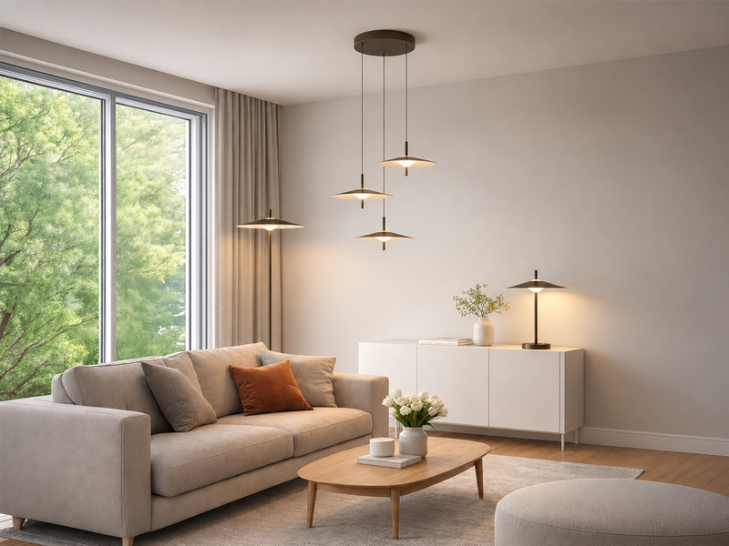 LED Pendelleuchte AMALO höhenverstellbar Platinum Cluster 3-flammig Ø 67cm