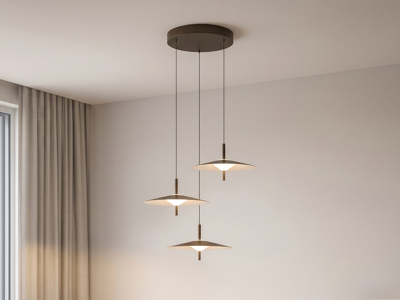 LED Pendelleuchte AMALO höhenverstellbar Platinum Cluster 3-flammig Ø 67cm