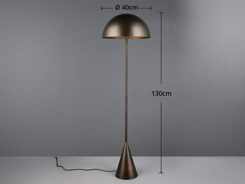 Kleine Stehleuchte ALFIE in Pilzform aus Metall Platinum, Höhe 130cm