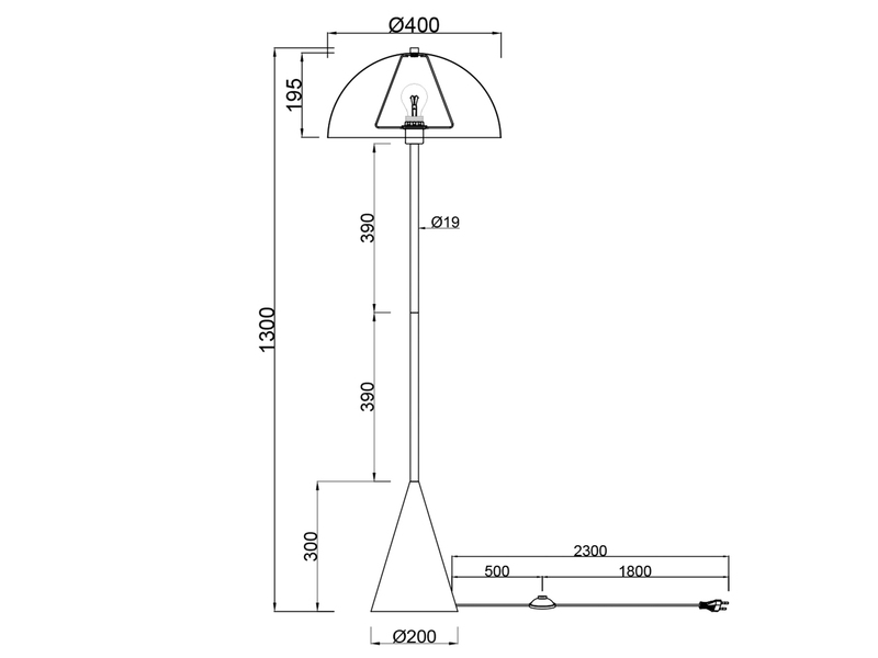 Kleine Stehleuchte ALFIE in Pilzform aus Metall Platinum, Höhe 130cm