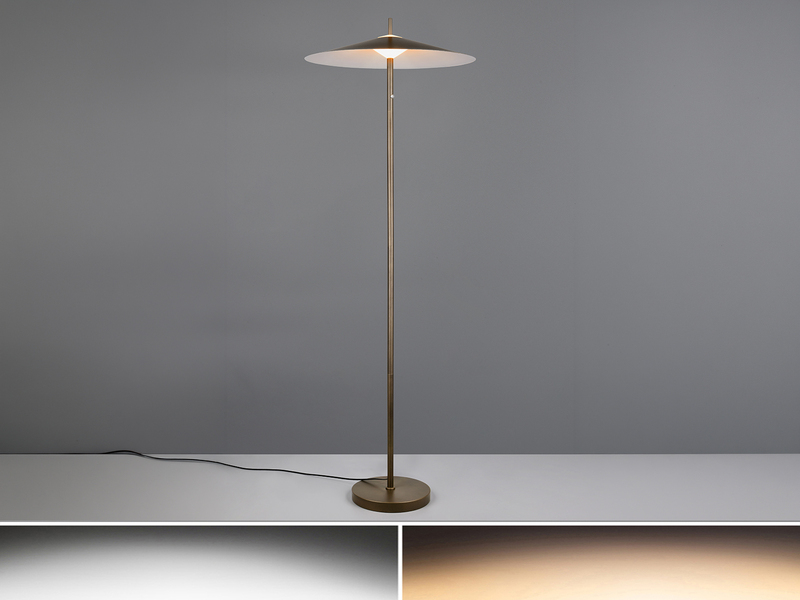 Moderne LED Stehleuchte AMALO dimmbar & 3 Lichtfarben Platinum, H: 145cm