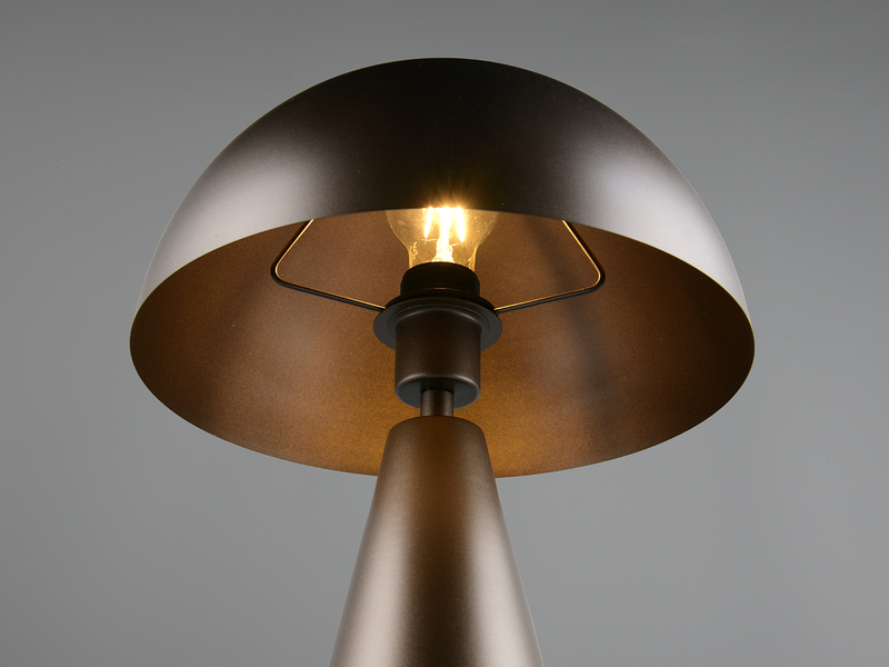 Große Tischleuchte ALFIE in Pilzform aus Metall Platinum, Höhe 43cm