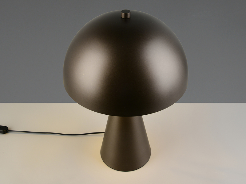 Große Tischleuchte ALFIE in Pilzform aus Metall Platinum, Höhe 43cm