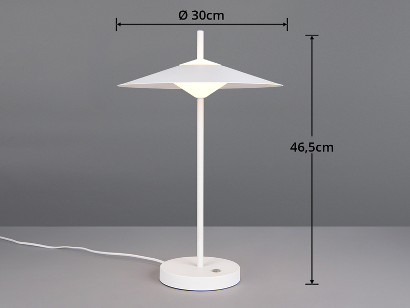 Große LED Tischleuchte AMALO dimmbar & 3 Lichtfarben Weiß, Höhe 46,5cm