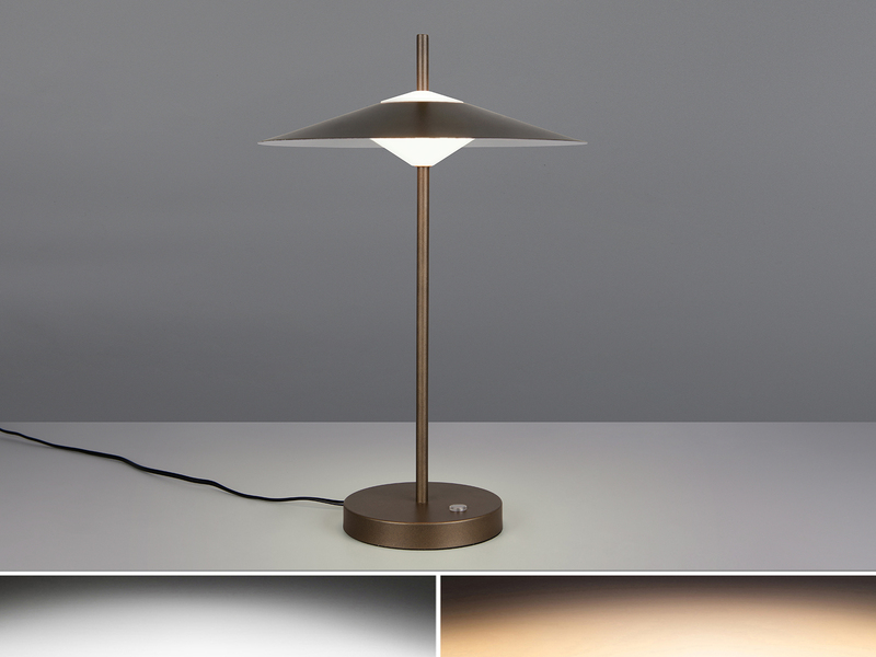 Große LED Tischleuchte AMALO dimmbar & 3 Lichtfarben Platinum, H: 46,5cm