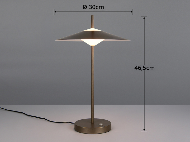 Große LED Tischleuchte AMALO dimmbar & 3 Lichtfarben Platinum, H: 46,5cm