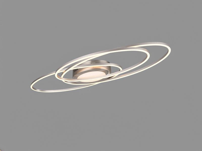 LED Deckenleuchte OVINE Silber mit Fernbedienung hell & dimmbar, Breite 104cm
