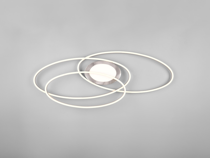 LED Deckenleuchte OVINE Silber mit Fernbedienung hell & dimmbar, Breite 104cm
