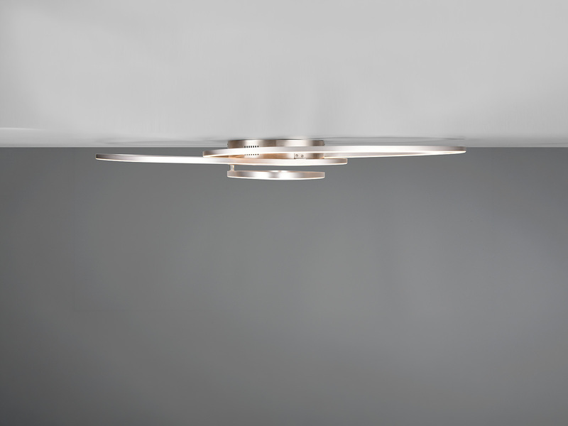 LED Deckenleuchte OVINE Silber mit Fernbedienung hell & dimmbar, Breite 104cm