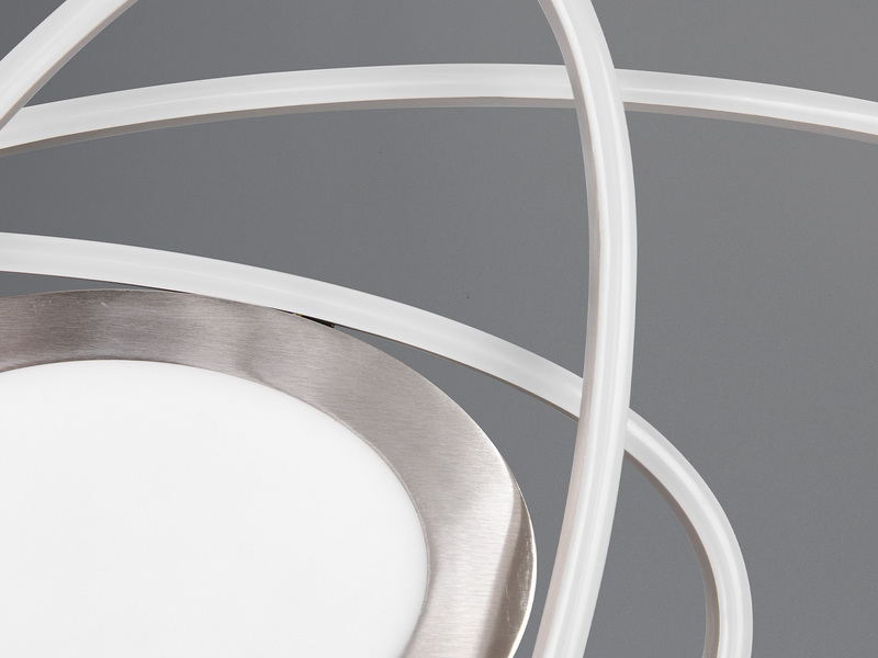LED Deckenleuchte OVINE Silber mit Fernbedienung hell & dimmbar, Breite 104cm