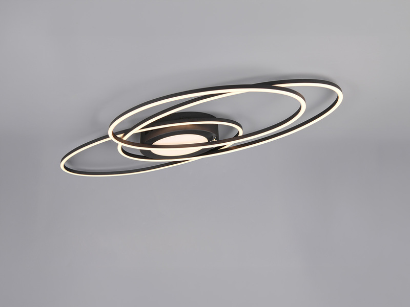 LED Deckenleuchte OVINE Schwarz mit Fernbedienung hell & dimmbar, Breite 104cm
