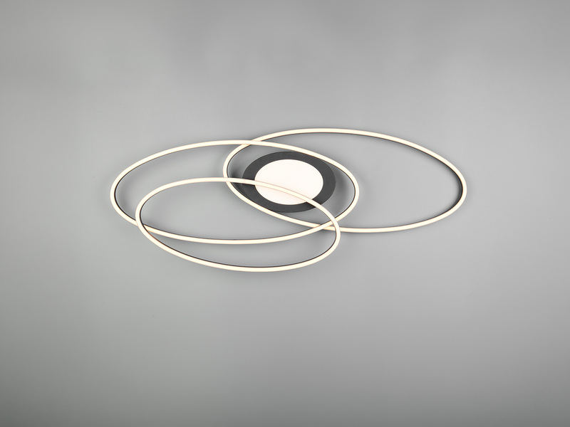 LED Deckenleuchte OVINE Schwarz mit Fernbedienung hell & dimmbar, Breite 104cm