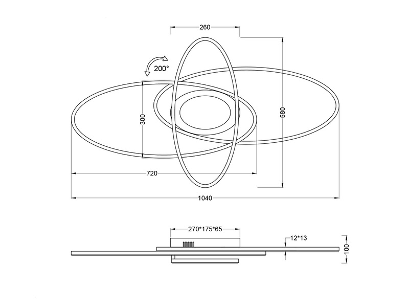 LED Deckenleuchte OVINE Schwarz mit Fernbedienung hell & dimmbar, Breite 104cm
