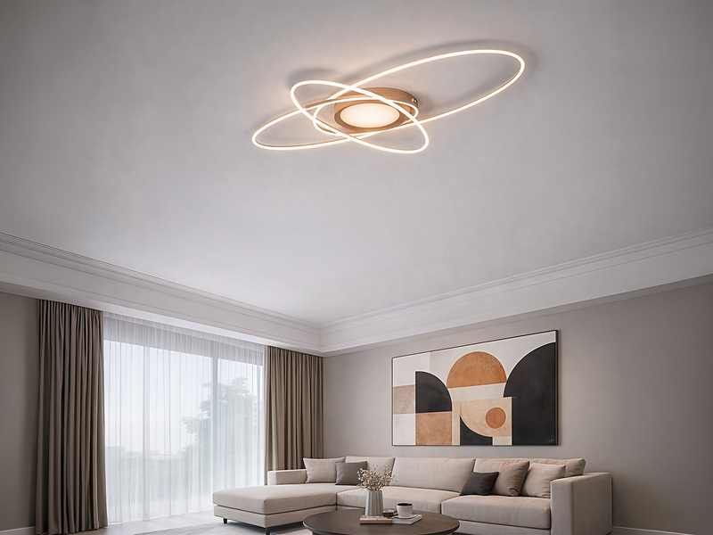 LED Deckenleuchte OVINE Coffee mit Fernbedienung hell & dimmbar, Breite 104cm