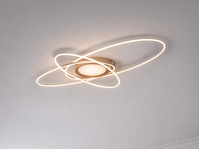 LED Deckenleuchte OVINE Coffee mit Fernbedienung hell & dimmbar, Breite 104cm