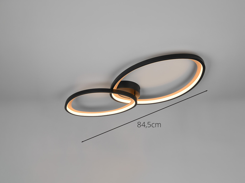 LED Deckenleuchte SIVO Schwarz mit Fernbedienung dimmbar, Breite 84,5cm