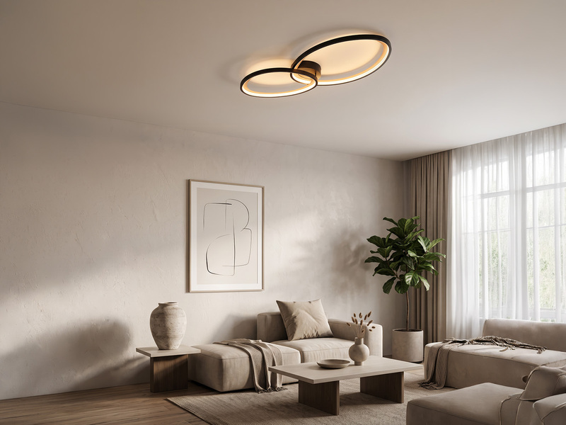 LED Deckenleuchte SIVO Schwarz mit Fernbedienung dimmbar, Breite 84,5cm
