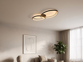 LED Deckenleuchte SIVO Schwarz mit Fernbedienung dimmbar, Breite 84,5cm