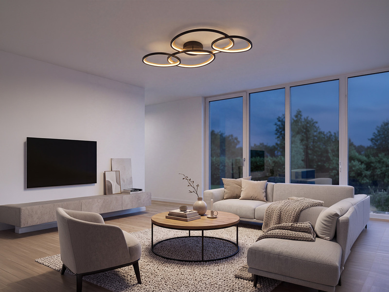 LED Deckenleuchte SIVO Schwarz mit Fernbedienung dimmbar, Breite 103cm