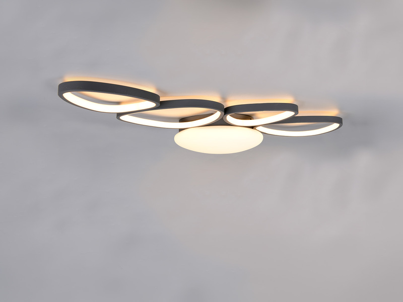 LED Deckenleuchte AMELIO Anthrazit mit Fernbedienung & Tageslicht, Breite 102cm