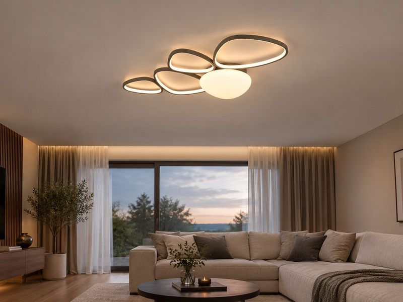 LED Deckenleuchte AMELIO Anthrazit mit Fernbedienung & Tageslicht, Breite 102cm