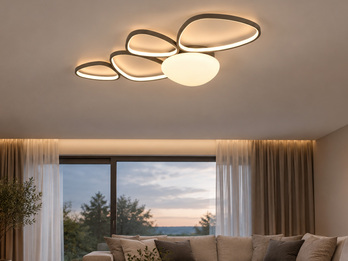 LED Deckenleuchte AMELIO Anthrazit mit Fernbedienung & Tageslicht, Breite 102cm