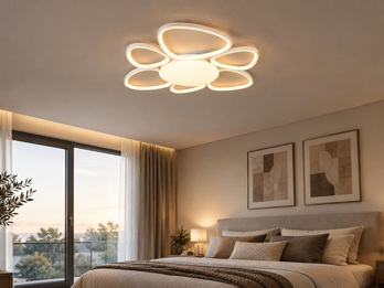 LED Deckenleuchte AMELIO Weiß mit Fernbedienung & Tageslicht, Breite 85cm