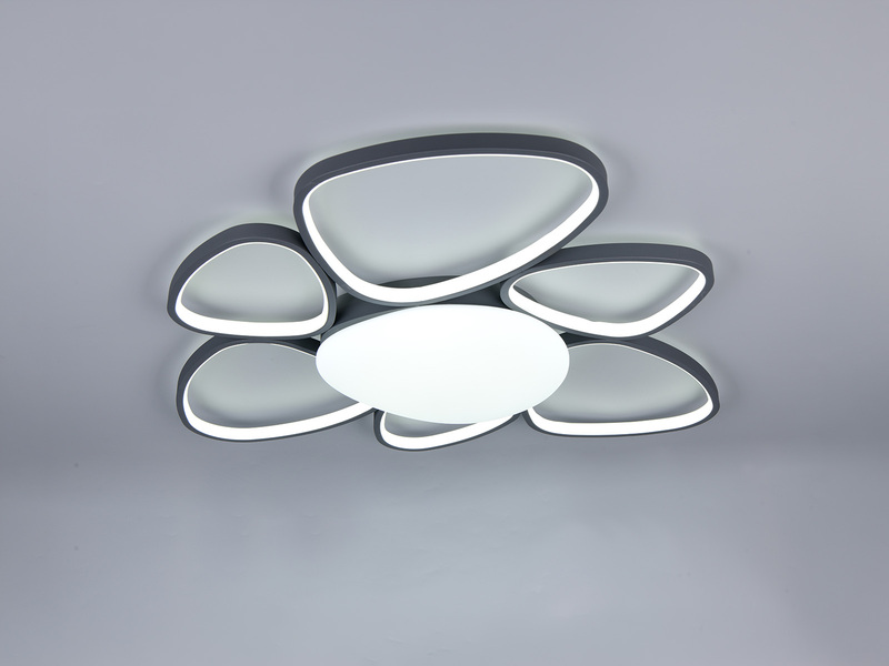 LED Deckenleuchte AMELIO Anthrazit mit Fernbedienung & Tageslicht, Breite 85cm
