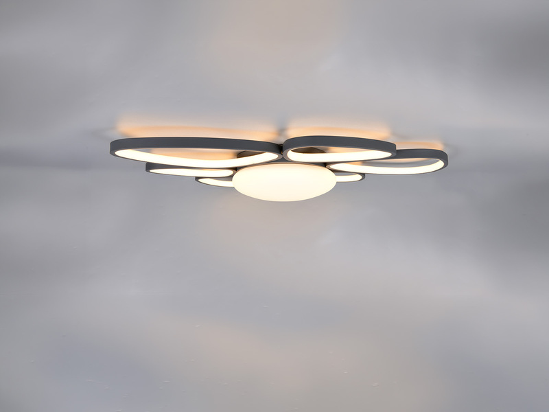 LED Deckenleuchte AMELIO Anthrazit mit Fernbedienung & Tageslicht, Breite 85cm