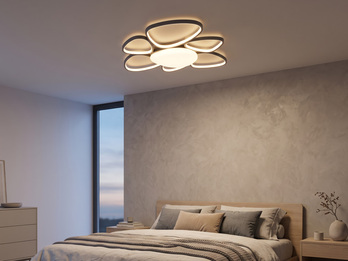 LED Deckenleuchte AMELIO Anthrazit mit Fernbedienung & Tageslicht, Breite 85cm