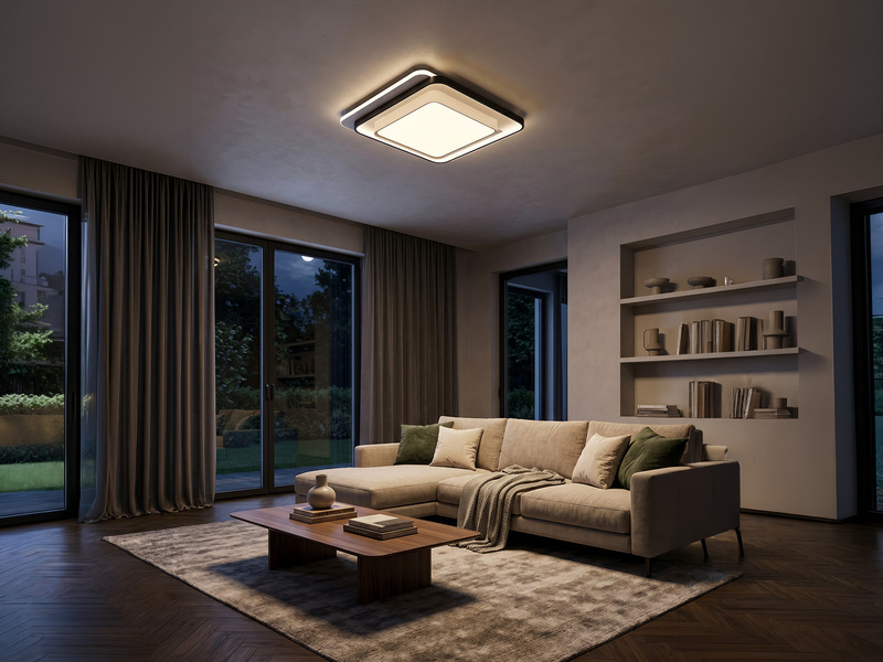 LED Deckenleuchte CERU mit Fernbedienung, 7800 Lumen hell, Quadrat 60cm