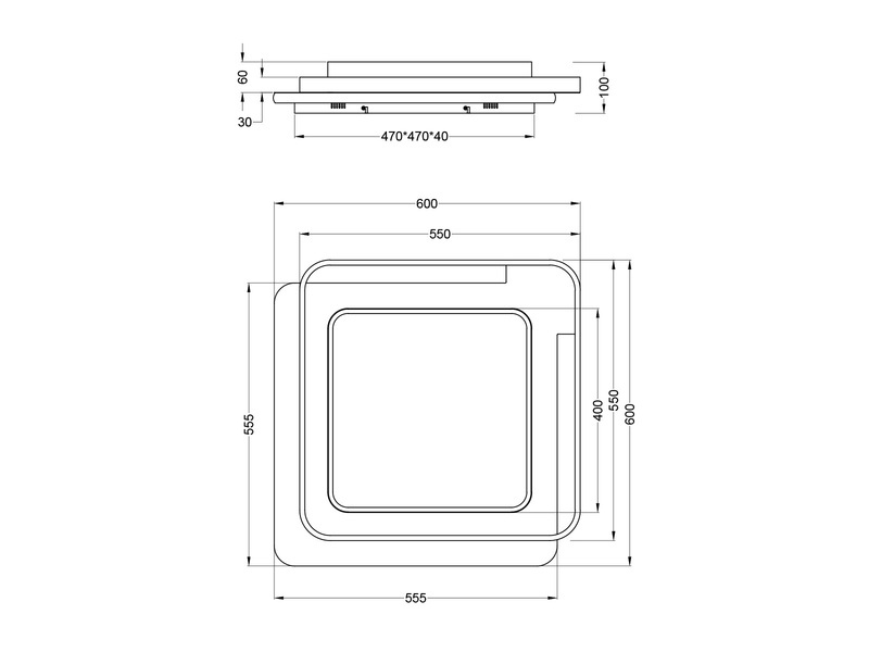 LED Deckenleuchte CERU mit Fernbedienung, 7800 Lumen hell, Quadrat 60cm
