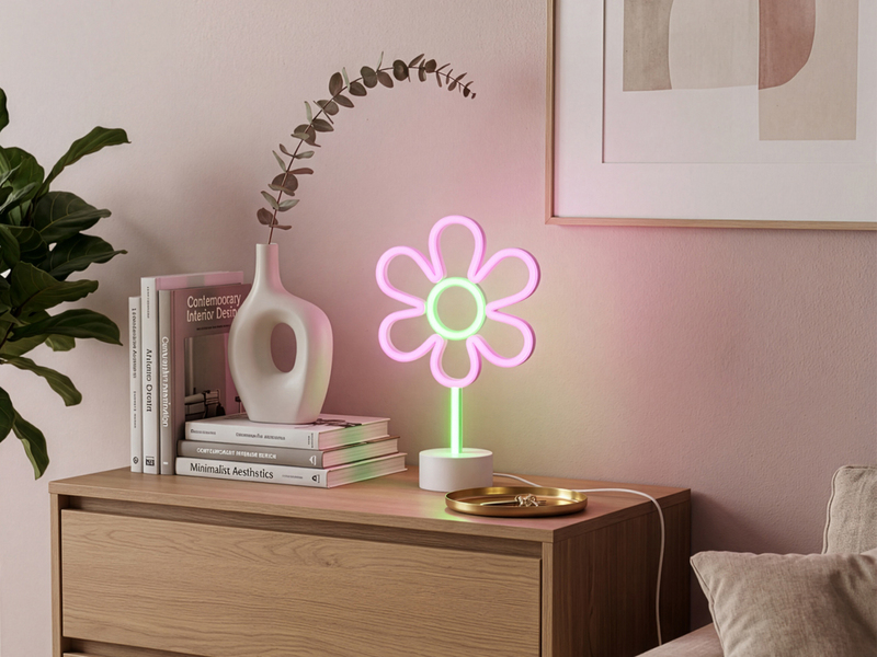 Deko LED Tischlampe ROSE Blumenlampe Batterie- oder USB betrieben, Höhe 31cm