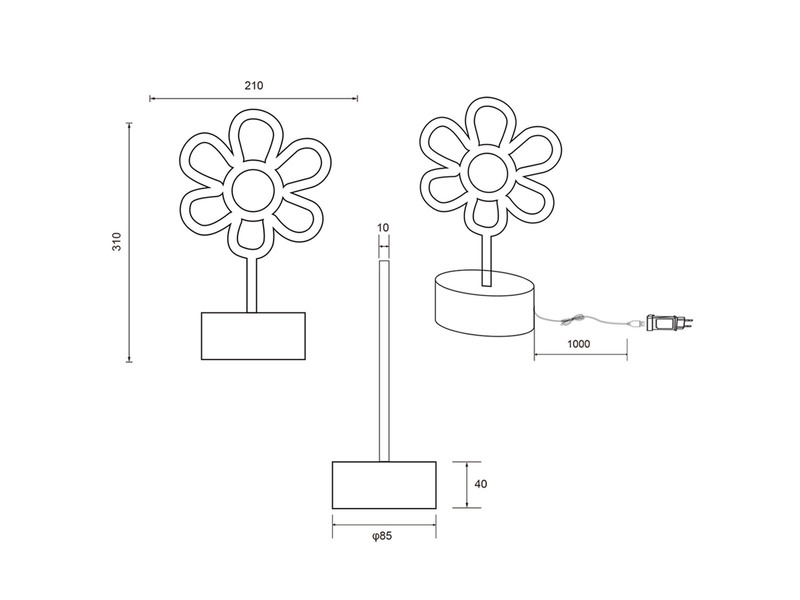 Deko LED Tischlampe ROSE Blumenlampe Batterie- oder USB betrieben, Höhe 31cm